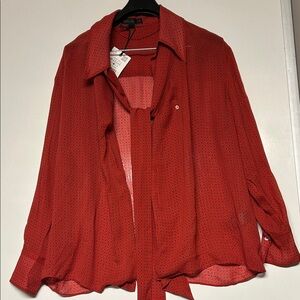 ZARA Red Patterned Blouse.